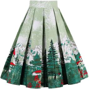 img 4 attached to Dressever Women's Vintage A-line Printed Pleated Flared Midi Skirts: Classic Style with a Modern Twist