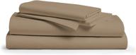 🛏️ 600tc 100% cotton taupe california king sheet set - 4-piece long-staple combed cotton sheets for bed - breathable, soft & silky sateen weave - fits mattress up to 18'' deep pocket logo