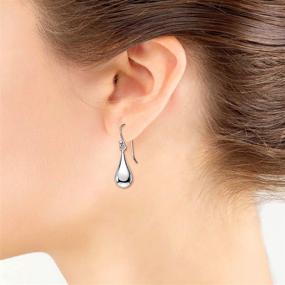 img 2 attached to 💧 Sleek Silverline - Polished Sterling Silver Teardrop Dangle Earrings