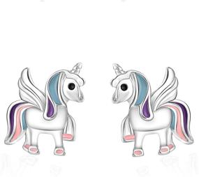 img 4 attached to 🦄 Hypoallergenic Silver Unicorn Stud Earrings: Perfect Gifts for Girls, Daughters, Sisters, Women - Ideal for Parties & Birthdays