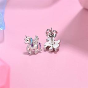 img 1 attached to 🦄 Hypoallergenic Silver Unicorn Stud Earrings: Perfect Gifts for Girls, Daughters, Sisters, Women - Ideal for Parties & Birthdays