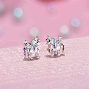 img 2 attached to 🦄 Hypoallergenic Silver Unicorn Stud Earrings: Perfect Gifts for Girls, Daughters, Sisters, Women - Ideal for Parties & Birthdays