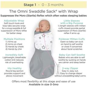 img 1 attached to 👶 Omni Swaddle Sack for Newborns - Small Size 0-3 Months, Gray Stars Pattern, Wrap with Arms Up Sleeves and Mitten Cuffs