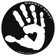 🚧 safety spot magnet - enhancing car parking lot safety with kids handprint - black background (white) logo