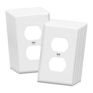 🔌 enerlites duplex wall plates kit 10 pack white - 1-gang 4.50"x2.76" unbreakable polycarbonate thermoplastic outlet covers for electric receptacles, 8821-w logo