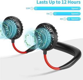 img 2 attached to 🌀 LUWATT Neck Fan: Hands-Free Portable USB Personal Mini Neckband Fan with Color Changing LED | Upgraded Version, 4000mAh Battery Operated Rechargeable Fan for Home, Outdoor, Camping, Sports - Black & Red
