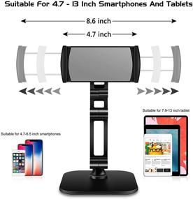 img 2 attached to Регулируемый держатель B-Land для планшета на стол - универсальная складная подставка для телефона, совместимая с iPad Pro 12.9, 11, Air Mini 4 3 2, Kindle, E-Reader и телефонами (4-13") - черный