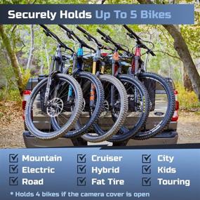 img 1 attached to 🚲 Ultimate Weatherproof Tailgate Bike Pad Rack - XL Camera Opening, 54-inch Wide - Carries 5 Bikes: Mountain, E-Bikes, BMX, Road & Cruiser Bikes