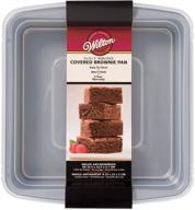 wilton recipe right non-stick square brownie baking pan with lid - perfect for transporting delicious desserts from home to party! logo