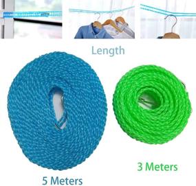 img 2 attached to 👚 Set of 2 Portable Nylon Clothesline Windproof Travel Laundry Line - Indoor Outdoor Camping Home Hotel Use - Random Color (Includes 3m & 5m Clothesline Ropes)