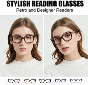 img 3 attached to 👓 Stylish Designer JiSoo Oversized Reading Glasses for Women - Large Oprah Style Readers with Spring Hinge