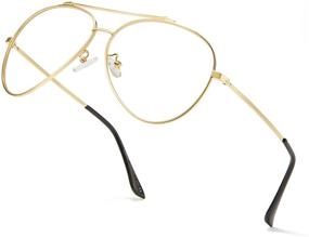 img 3 attached to 👓 Cyxus Stylish Blue Light Blocking Aviator Glasses - Computer Eyewear with Metal Frame, Anti-Eyestrain, Clear Lens (Gold)