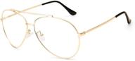 👓 cyxus stylish blue light blocking aviator glasses - computer eyewear with metal frame, anti-eyestrain, clear lens (gold) logo