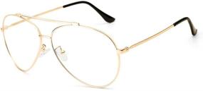 img 4 attached to 👓 Cyxus Stylish Blue Light Blocking Aviator Glasses - Computer Eyewear with Metal Frame, Anti-Eyestrain, Clear Lens (Gold)