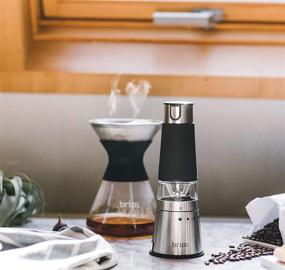 img 2 attached to 🔌 Brim Electric Handheld Burr Coffee Grinder: Easy One-Touch Operation, 9 Precise Grind Settings, Stainless Steel/Black