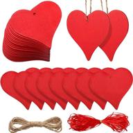 valentine's day wooden heart ornament set - 24 pieces of love shaped decorative tags with twine and ribbon for weddings and parties logo