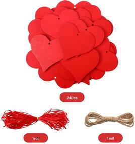 img 2 attached to Valentine's Day Wooden Heart Ornament Set - 24 Pieces of Love Shaped Decorative Tags with Twine and Ribbon for Weddings and Parties