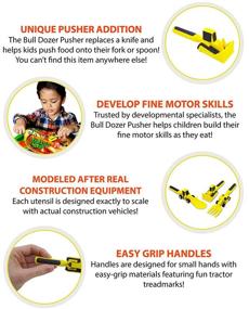 img 3 attached to 🍽️ USA-Made Constructive Eating Utensils Set for Kids - Tested Safe Construction Flatware Set for Toddlers, Infants, Babies