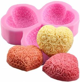 img 4 attached to 🌹 3-Cavity Heart Shaped Rose Flower Silicone Mold for Soap, Lotion Bar, Bath Bomb, and Candle - MoldFun