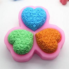 img 1 attached to 🌹 3-Cavity Heart Shaped Rose Flower Silicone Mold for Soap, Lotion Bar, Bath Bomb, and Candle - MoldFun