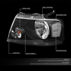 img 3 attached to 🔦 DNA Motoring HL-OH-F1504-BK-CL1: Черные фары для замены корпуса для 04-08 F-150/06-08 Mark LT - Купить сейчас!