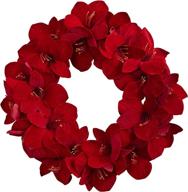 🌺 red amaryllis wreath, 22 inches - natural and lifelike logo