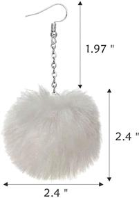 img 1 attached to 🎀 Colorful Fluffy Pom Pom Earrings in White and Pink for Women and Girls