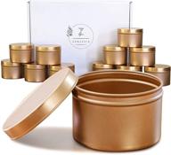 zenjevie candle tins - pack of 12 - 8 oz empty candle jars with lids - 3-inch seamless decorative gold metal containers for diy candle making, arts & crafts, small item storage, trinket storage, gift ideas logo