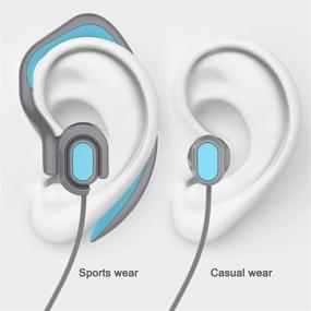 img 2 attached to 🎧 Наушники Mucro Sports Earhook - Влагозащитные наушники для тренировок - 3,5 мм разъем, проводная стереогарнитура с микрофоном - для занятий в зале, бега, прогулок, велосипедных прогулок (синие)