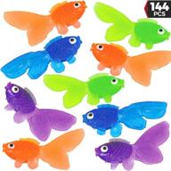 🐠 assorted colorful goldfish toys - set of 144, 2 inches long plastic vinyl fish for party favors, carnival prizes, decorations, crafts, games and birthday supplies - perfect stocking stuffers logo