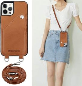 img 4 attached to 📱 LUCKYCOIN iPhone 12/12 Pro Case - Leather Crossbody Protective Cover with Adjustable/Detachable Strap, Card Holders - Portable 6.1 inch Brown Case