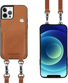 img 3 attached to 📱 LUCKYCOIN iPhone 12/12 Pro Case - Leather Crossbody Protective Cover with Adjustable/Detachable Strap, Card Holders - Portable 6.1 inch Brown Case