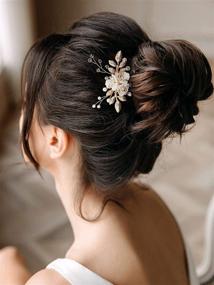 img 3 attached to 💍 Elegant Gold AW BRIDAL Wedding Hair Comb: Stunning Flower Bridal Hair Piece with Pearl Accents for Brides - Perfect Wedding Hair Accessory Hair Side Comb Clip