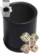 🎲 premium set of 16mm poker dice with squared corners and stylish black pu leather dice cup - plush felt lined for ultimate gaming experience - gift boxed логотип