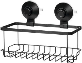 img 1 attached to 🚿 Enhanced Storage: iDesign Everett Metal Push Lock Suction Shower Caddy - Ideal for Shampoo, Conditioner, Soap, Razors, Towels, Loofahs & More - Generous Space - Matte Black - 9.1" x 4.53" x 3.63