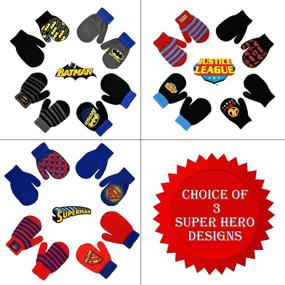 img 1 attached to Optimized 4 Pack Mitten Set for Boys 🧤 - Batman, Superman, Justice League (Toddler) by DC Comics