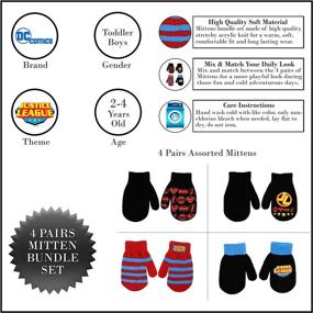 img 3 attached to Optimized 4 Pack Mitten Set for Boys 🧤 - Batman, Superman, Justice League (Toddler) by DC Comics