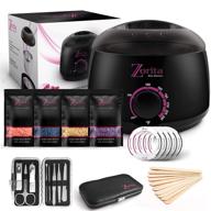 🔥 professional wax warmer hair removal kit with hot melts pot, stripless, facial, body, bikini brazilian waxing - includes 4 pearl hard wax beans, applicator sticks, and manicure set for women & men logo