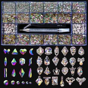 img 4 attached to 10248pcs Round AB Crystals for Acrylic Nail Art with Multi Shapes Glass Rhinestones and Nail Diamonds - Nail Rhinestones Kit