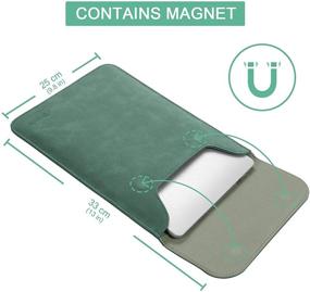 img 2 attached to 👝 Allinside 13" Laptop Sleeve: Dark Green Synthetic Leather - Compatible with MacBook Air 13 2018-2020 (A1932 A2179 A2337 M1) and MacBook Pro 13 2016-2020 (A2338 M1 A2251 A2289 A2159 A1989 A1706 A1708)