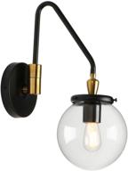 🔦 vintage style pathson industrial glass wall sconce led lamp, adjustable swing arm bedside lighting, e26 bulb wall mount, brass dark finish (black as picture) logo