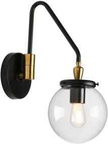 img 4 attached to 🔦 Vintage Style Pathson Industrial Glass Wall Sconce LED Lamp, Adjustable Swing Arm Bedside Lighting, E26 Bulb Wall Mount, Brass Dark Finish (Black as Picture)