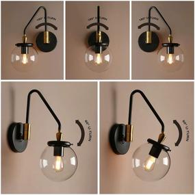 img 3 attached to 🔦 Vintage Style Pathson Industrial Glass Wall Sconce LED Lamp, Adjustable Swing Arm Bedside Lighting, E26 Bulb Wall Mount, Brass Dark Finish (Black as Picture)