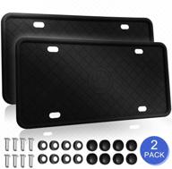 🚗 premium ahzi silicone license plate frame 2-pack: black, rust-proof, rattle-proof, weather-proof—includes stainless steel license screws logo