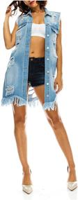 img 3 attached to 👩 TwiinSisters Denim Jean Jacket: Chic Long Boyfriend Trucker for Women, Sizes Small to 3X