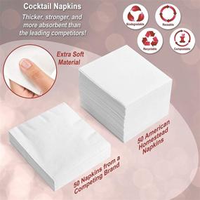 img 2 attached to 🍹 AH AMERICAN HOMESTEAD Cocktail Napkins: Disposable, Eco-Friendly & Compostable Square Napkins for Everyday Use, Parties or Wedding (100 Count, White)