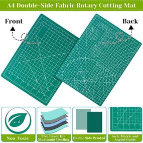 img 2 attached to Набор роторного резака Audab: самовосстанавливающиеся швейные коврики с роторным тканевым резаком 45 мм и 2 лезвиями для рукоделия, лоскутного шитья и хобби - в комплекте коврик для роторного резака 9x12 дюймов (формат A4)