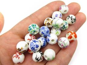 img 1 attached to 🏮 Traditional Chinese Style: All In One 20pcs Round Exquisite Oblate Ceramic Porcelain Flower Decal Spacer Beads (Mix 10mm)
