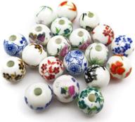 🏮 traditional chinese style: all in one 20pcs round exquisite oblate ceramic porcelain flower decal spacer beads (mix 10mm) logo