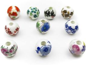 img 2 attached to 🏮 Traditional Chinese Style: All In One 20pcs Round Exquisite Oblate Ceramic Porcelain Flower Decal Spacer Beads (Mix 10mm)